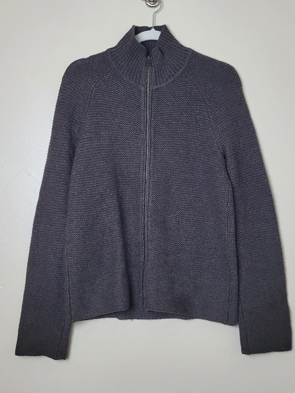 Armani Exchange Vintage Lambswool Brown Zip Up Turtleneck Sweater